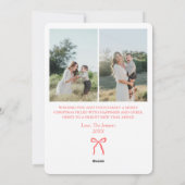 Blue & Red Illustrated Bow Striped 3-Photo Family シーズンカード (裏面)