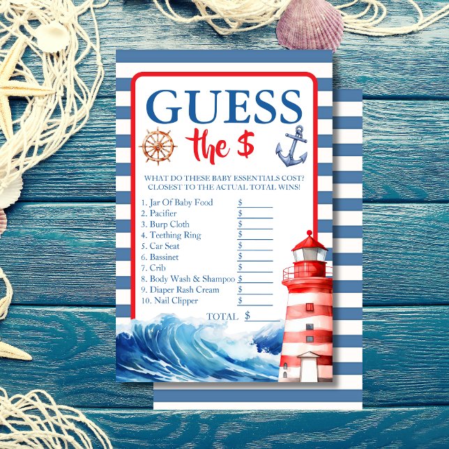 Blue Red Nautical Ahoy Guess the Price Game (クリエイターアップロード済み)