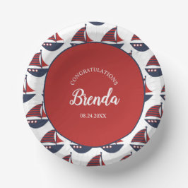 Blue & Red Nautical Baby Shower ペーパーボウル
