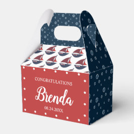 Blue & Red Nautical Baby Shower 4"w x 2.5"l x 5"h フェイバーボックス