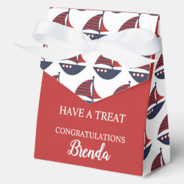 Blue & Red Nautical Baby Shower 4"w x 2"l x 5"h フェイバーボックス