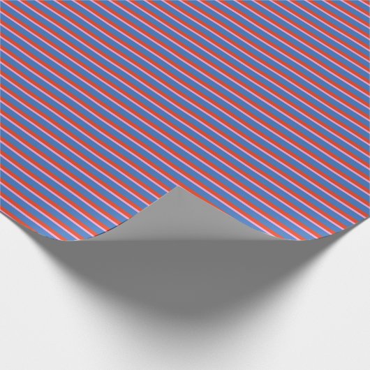 Blue Red Pink Retro Stripe Gift Wrap Pattern ラッピングペーパー (角)