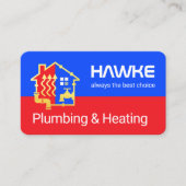 Blue Red Plumbing Heating Pipe Frame 名刺 (正面)