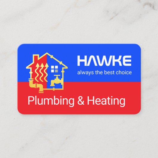 Blue Red Plumbing Heating Pipe Frame 名刺 (正面)