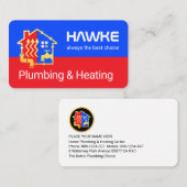 Blue Red Plumbing Heating Pipe Frame 名刺 (正面/裏面)