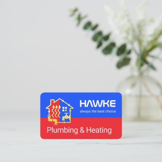 Blue Red Plumbing Heating Pipe Frame 名刺 (スタンド正面)