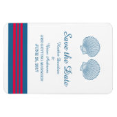 Blue Red Seashells航海の日付の保存 マグネット (横)