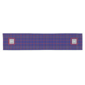 Blue Red Tartan Monogram ショートテーブルランナー (横)