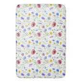 Blue Red Watercolor Wildflower バスマット (正面縦)