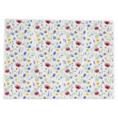 Blue Red Watercolor Wildflower ラージペーパーバッグ (裏面)