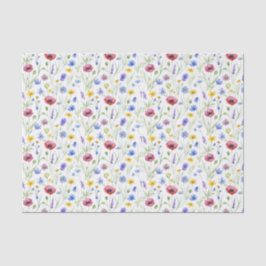 Blue Red Watercolor Wildflower 薄葉紙