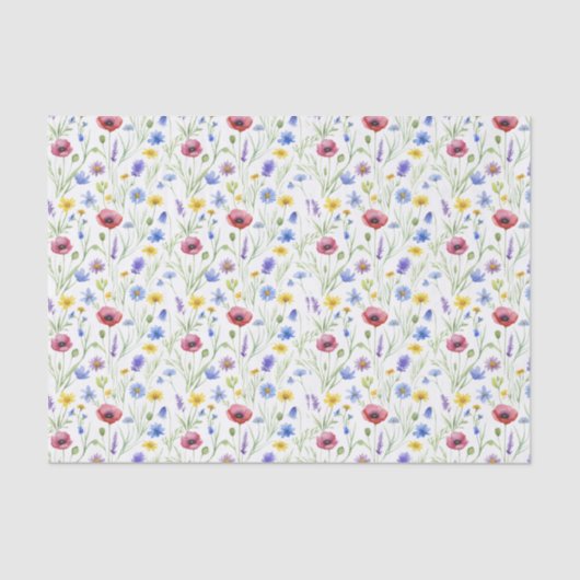 Blue Red Watercolor Wildflower 薄葉紙 (正面)