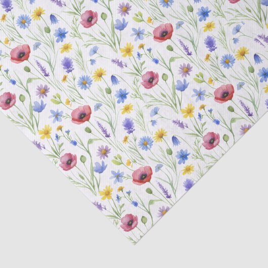 Blue Red Watercolor Wildflower 薄葉紙 (詳細)