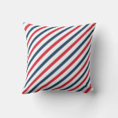 Blue, Red & White Striped Throw Pillow クッション (裏面)