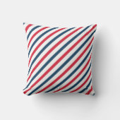 Blue, Red & White Striped Throw Pillow クッション (正面)