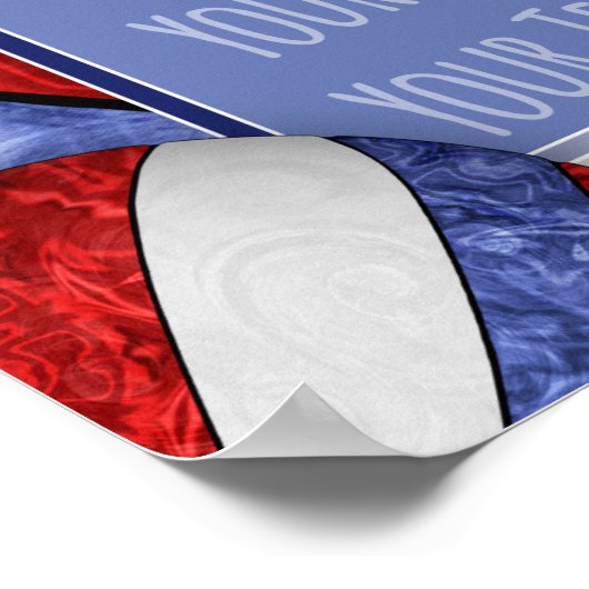 blue red white volleyball team photo ポスター (角)