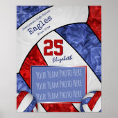 blue red white volleyball team photo ポスター (正面)