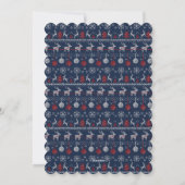 Blue Red White Winter Pattern Photo Christmas Card シーズンカード (裏面)
