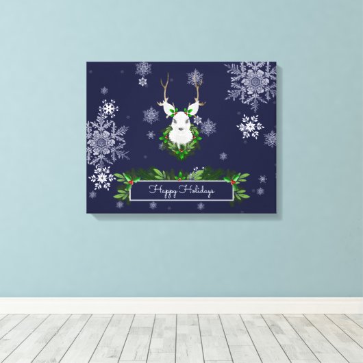 Blue Reindeer Canvas Print キャンバスプリント (インサイチュ (ウッドフロア))