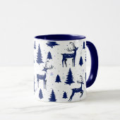 Blue Reindeer Christmas Mug マグカップ (正面右)