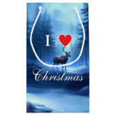 Blue Reindeer Custom Christmas スモールペーパーバッグ (裏面)