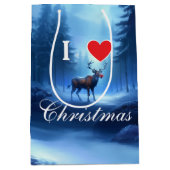 Blue Reindeer Custom Christmas ミディアムペーパーバッグ (正面)