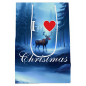 Blue Reindeer Custom Christmas ミディアムペーパーバッグ (裏面)