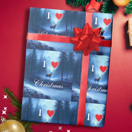 Blue Reindeer Custom Christmas ラッピングペーパー