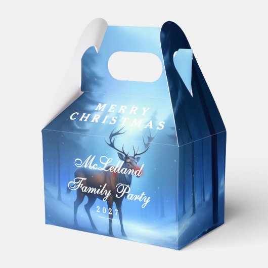 Blue Reindeer Merry Christmas Family Party フェイバーボックス (正面サイド)