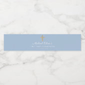 Blue Religious Cross Boy First Communion ペットボトルラベル (シングルラベル)