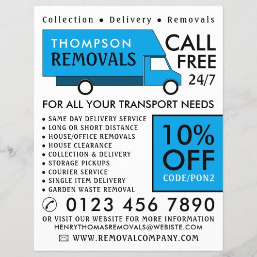 Blue Removal Van、Removal Company 広告's チラシ (正面)