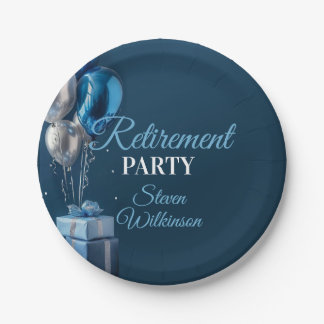 Blue Retirement Party Balloon Gifts ペーパープレート