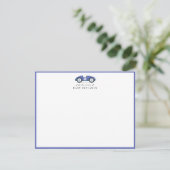 Blue Retro Car Nursery Note Card 案内状 (スタンド正面)