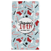 Blue Retro Christmas Peppermint Birthday スモールペーパーバッグ (正面)