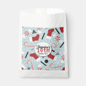 Blue Retro Christmas Peppermint Birthday フェイバーバッグ (正面)