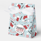 Blue Retro Christmas Peppermint Birthday  フェイバーボックス (正面サイド)
