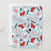 Blue Retro Christmas Peppermint Birthday 招待状 (裏面)