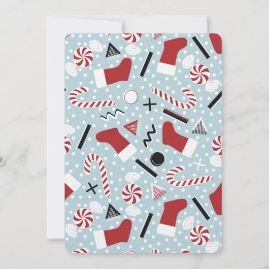 Blue Retro Christmas Peppermint Birthday 招待状 (裏面)