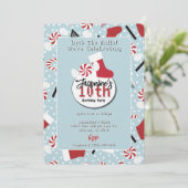 Blue Retro Christmas Peppermint Birthday 招待状 (スタンド正面)