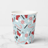 Blue Retro Christmas Peppermint Birthday 紙コップ (裏面)