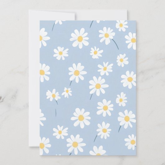 Blue Retro Daisy Coquette 1st Birthday Invitation 招待状 (裏面)