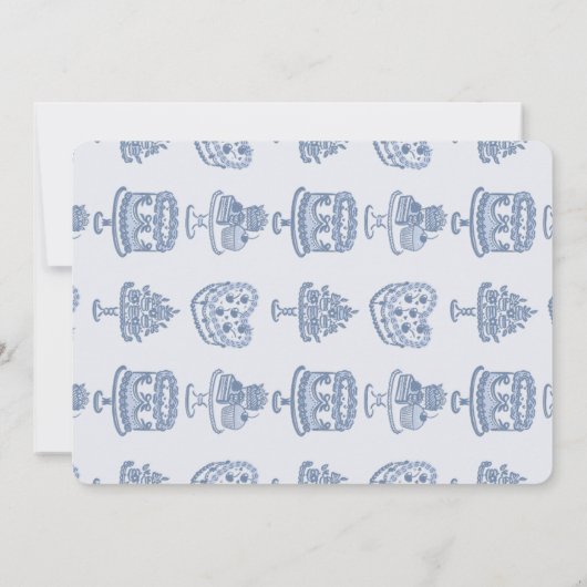 Blue Retro Heart Coquette Cake for Galentine's Day 招待状 (裏面)