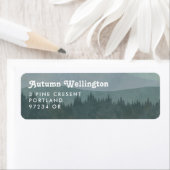 Blue Retro Mountains and Forest Return Address ラベル (インサイチュ)