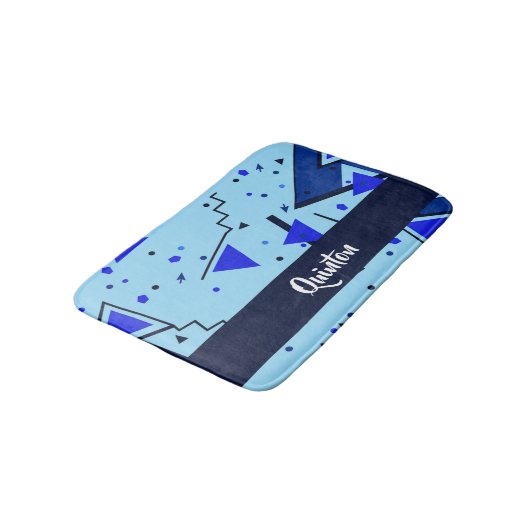 Blue retro print バスマット (アングル)