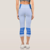 Blue Retro Stripes on Minimalist light blue カプリレギンス (裏面)