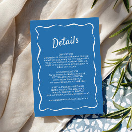Blue Retro Stripes Wedding Details Card エンクロージャーカード
