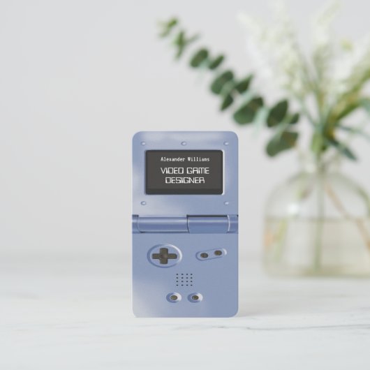 Blue Retro Style Gaming Console Game Designer 名刺 (スタンド正面)