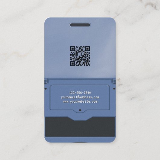 Blue Retro Style Gaming Console Game Designer 名刺 (裏面)