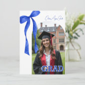 Blue Ribbon Accent Dual‑Photo QR Code 招待状 (スタンド正面)