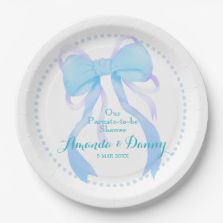 Blue Ribbon Baby Boy Shower ペーパープレート